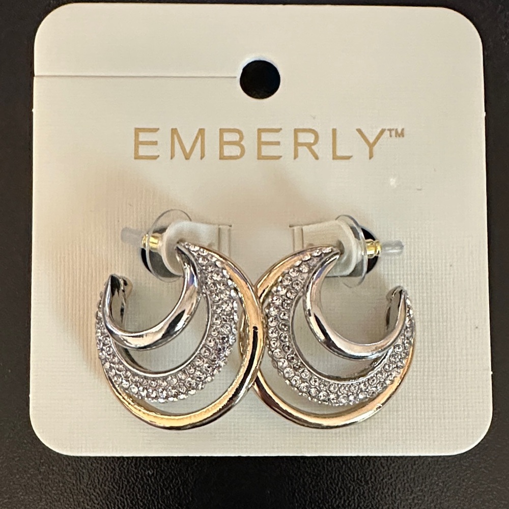 Kohl's Emberly Two-Tone Crescent Hoop Earrings in Silver and Gold